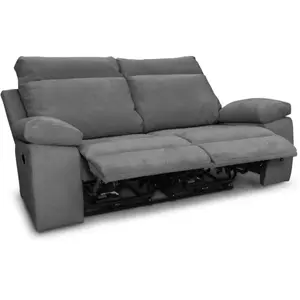 Loungitude - Canapé de relaxation manuel 2 places en tissu houda - Gris pas cher