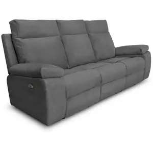 RELAXXO Canapé de relaxation électrique 3 places en tissu HOUDA - Gris clair pas cher
