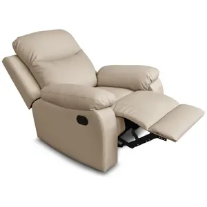 Comparateur de prix : LOUNGITUDE Fauteuil de relaxation manuel bona en tissu imitation cuir - beige