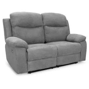 LOUNGITUDE Canapé de relaxation manuel 2 places en tissu bona - gris clair pas cher
