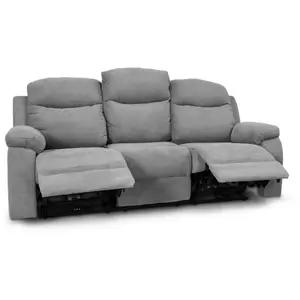 LOUNGITUDE Canapé de relaxation manuel 3 places en tissu BONA - Gris clair pas cher