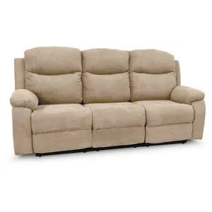 Loungitude - Canapé de relaxation manuel 3 places en tissu bona - Beige pas cher