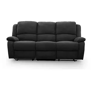 Loungitude - relaxxo - Canapé Relaxation 3 places Microfibre leo - Noir pas cher