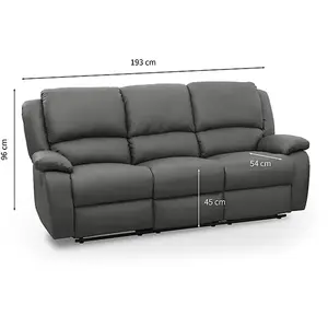 LOUNGITUDE Usinestreet - relaxxo - Canapé Relaxation 3 places Simili cuir leo - Gris pas cher