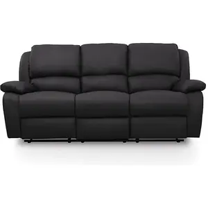 LOUNGITUDE RELAXXO - Canapé Relaxation 3 places Simili cuir LEO - Noir pas cher