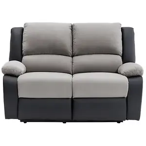 LOUNGITUDE Relaxxo - canapé de relaxation électrique 2 places microfibre et simili leo - gris et noir pas cher