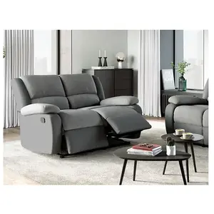 LOUNGITUDE RELAXXO - Canapé Relaxation 2 places Microfibre et Simili LEO - Gris pas cher