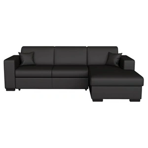 LOUNGITUDE Canapé d'angle droit convertible avec coffre PU gris BAHAMAS pas cher