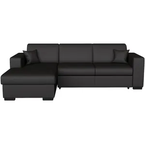 LOUNGITUDE Canapé d'angle gauche convertible avec coffre PU gris BAHAMAS pas cher