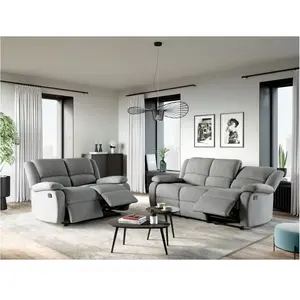 LOUNGITUDE Canapé Relaxation 2 places en microfibre LEO - Gris