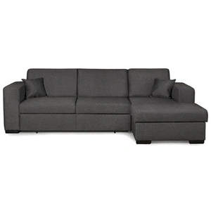 LOUNGITUDE Canapé d'angle droit convertible avec coffre tissu Gris foncé BAHAMAS pas cher