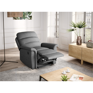 LOUNGITUDE Fauteuil de Relaxation 1 place en Tissu Gris LEON - Gris clair pas cher