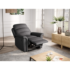 LOUNGITUDE Usinestreet - Fauteuil de Relaxation 1 place en Tissu Gris léon - Gris foncé