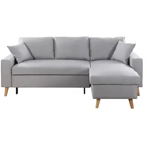 LOUNGITUDE Canapé d'Angle MARIA SCANDINAVE Réversible et Convertible - Gris clair pas cher