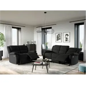 LOUNGITUDE Relaxxo - canapé relaxation 2 places en microfibre leo - noir pas cher