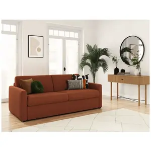 LOUNGITUDE Canapé convertible 160x200cm en velours côtelé - Terracotta pas cher