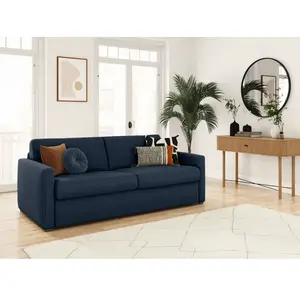 LOUNGITUDE Canapé convertible 160x200cm en velours côtelé - Bleu foncé pas cher