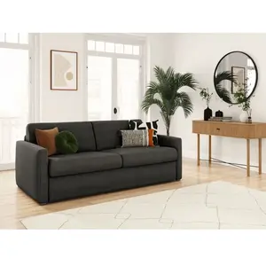 LOUNGITUDE Canapé convertible 140x190cm en velours côtelé - Gris foncé pas cher
