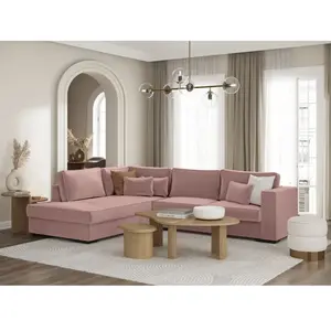 Canapé d'angle en velours côtelé - LOUNGITUDE - BELAMI - 4 places - An... pas cher
