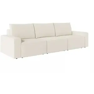LOUNGITUDE Canapé droit fixe 3 places en tissu Beige pas cher