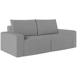 LOUNGITUDE Canapé droit fixe 2 places ROMANE en tissu Easy Clean antitache - Gris pas cher