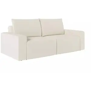 LOUNGITUDE Canapé droit fixe 2 places ROMANE en tissu Easy Clean antitache pas cher