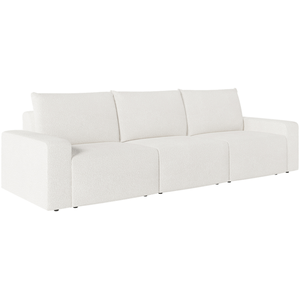 LOUNGITUDE Canapé droit fixe 3 places ROMANE en tissu bouclette - Usinestreet pas cher
