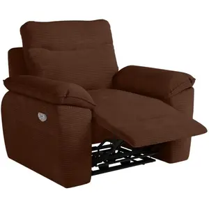 Comparateur de prix : LOUNGITUDE Fauteuil de relaxation électrique ross en velours côtelé - marron ROSS