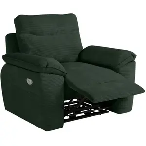 Comparateur de prix : LOUNGITUDE Fauteuil de relaxation électrique ross en velours côtelé - Vert foncé