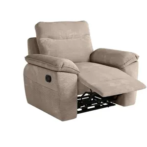 LOUNGITUDE Fauteuil de relaxation manuel ROSS en velours côtelé - Taupe pas cher