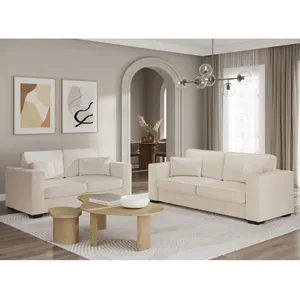 LOUNGITUDE Ensemble canapés 2 places et 3 places belami en tissu - beige BELAMI pas cher