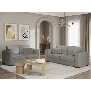 LOUNGITUDE Ensemble canapés 2 places et 3 places belami en tissu - gris BELAMI pas cher