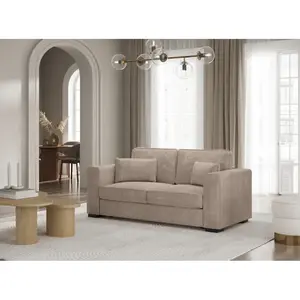 Loungitude - Canapé droit fixe 2 places belami en velours côtelé - Taupe pas cher