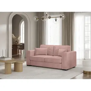 Loungitude - Canapé droit fixe 2 places belami en velours côtelé - Rose pas cher