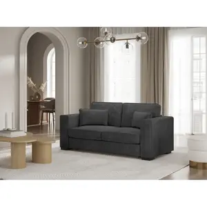 LOUNGITUDE Canapé droit fixe 2 places belami en velours côtelé - gris foncé BELAMI pas cher