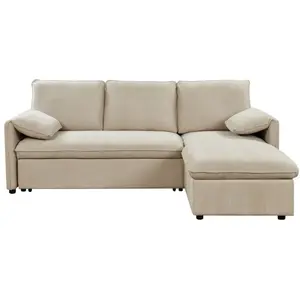 LOUNGITUDE - Canapé d'angle réversible Convertible en Tissu Beige pas cher