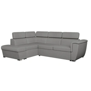 LOUNGITUDE Canapé d'angle gauche convertible, tissu gris clair - méridienne 188cm pas cher