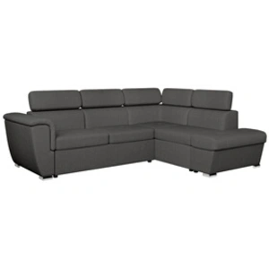 LOUNGITUDE Canapé d'angle droit convertible, tissu gris foncé - méridienne 188cm pas cher