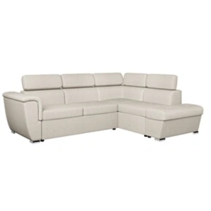 LOUNGITUDE Canapé d'angle droit convertible, tissu beige - méridienne 188cm pas cher