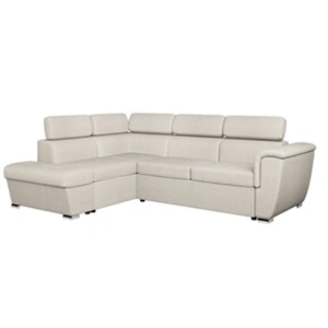 LOUNGITUDE Canapé d'angle gauche convertible, tissu beige - méridienne 188cm pas cher