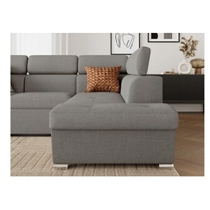 LOUNGITUDE Canapé d'angle droit convertible, tissu gris clair - méridienne 188cm pas cher