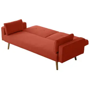 Loungitude - Diana - Canapé Droit Convertible 3 Places Tissu Rouille pas cher