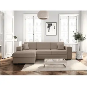LOUNGITUDE Canapé d'angle FUJI XL convertible avec coffre en velours c... pas cher