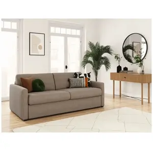 LOUNGITUDE Canapé convertible 140x190cm matelas 13 cm en velours côtelé - Taupe pas cher