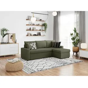 LOUNGITUDE MARIA - Canapé d'angle réversible, convertible en velours côtelé avec coffre - 227 x 146 x 81 cm - Usinestreet