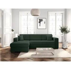 LOUNGITUDE Canapé d'angle FUJI XL convertible avec coffre en velours c... pas cher