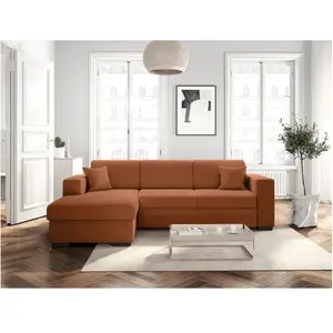 LOUNGITUDE Canapé d'angle FUJI XL convertible avec coffre en velours c... pas cher