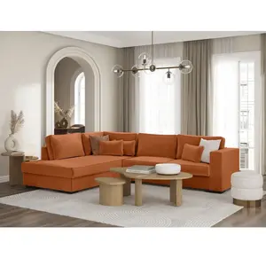 LOUNGITUDE Canapé d'angle BELAMI 4 places XXL en velours côtelé - Angl... pas cher
