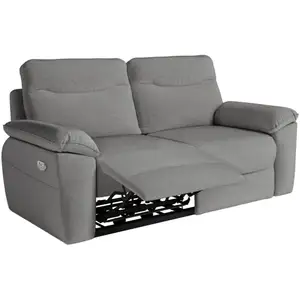 Loungitude Canapé de relaxation électrique ROSS 3 places en tissu - Gris pas cher