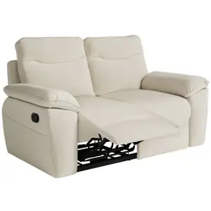 Loungitude Canapé de relaxation manuel ROSS 2 places en tissu - Beige pas cher